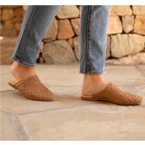 Nisolo Brandy Woven Leather Mules Minimalist Slide Tan Sz 11 Quiet Luxury Flats